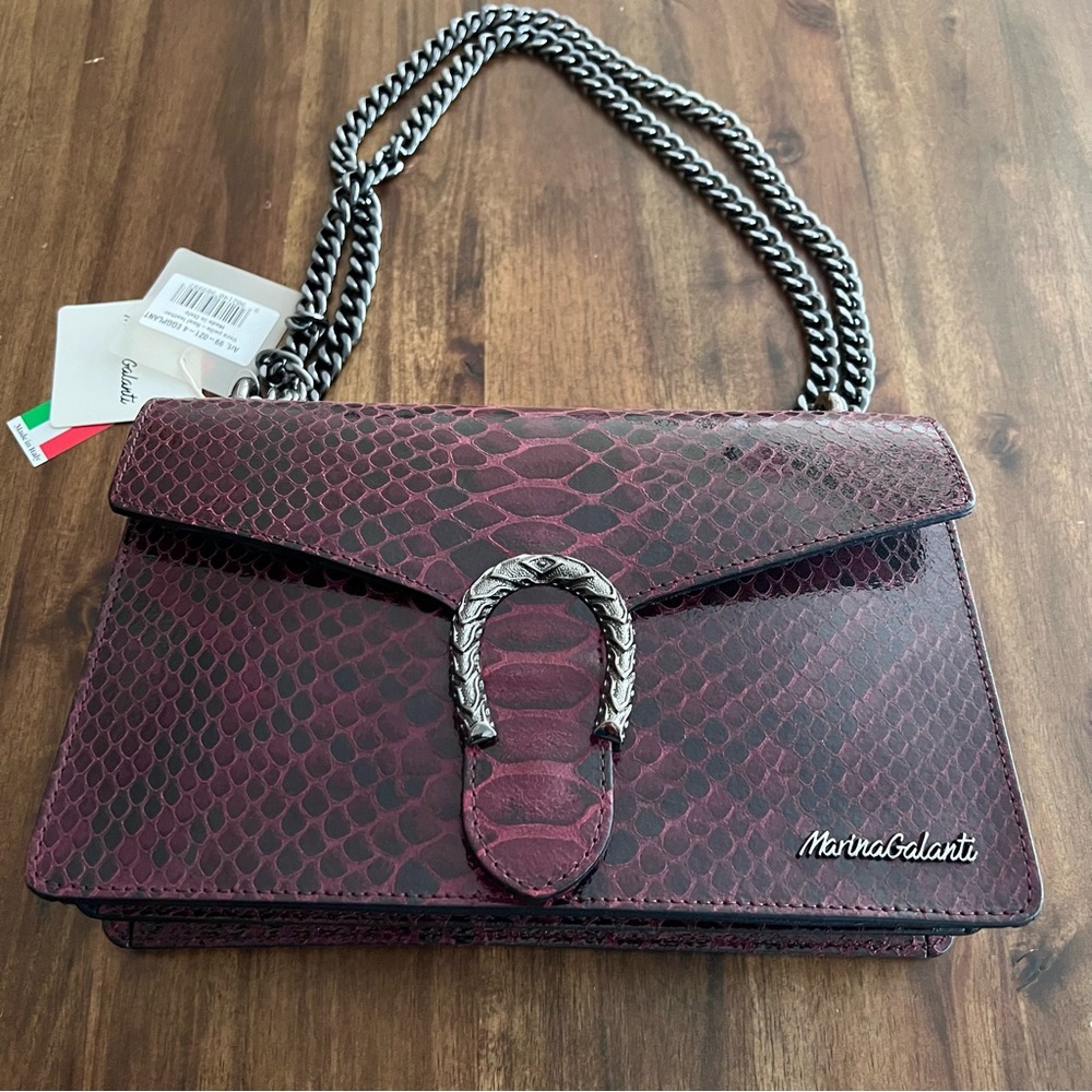 Marina Galanti vera pelle purse in eggplant purple